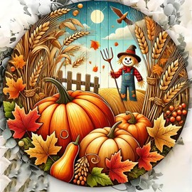 Fall Farm Pumpkin Scarecrow Diamond Art Kits for Adults, 5D Diamond Painting Kits for Adults Beginners, DIY Full Round Drill Diamond Dot Painting Gem Art Kits for Adult, Home Wall Decor 13.8x13.8 Inch