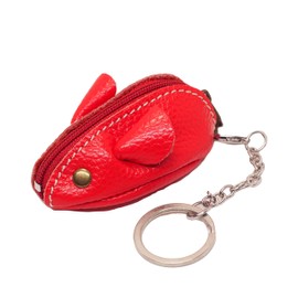 BAWAKO Mini Mouse Key Fob Leather Coin Purse Mouse – Mini Key Bag Coin Purse Key Ring Children and Adults, red, coin purse