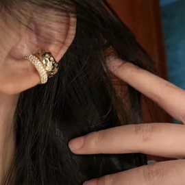 Xmsrn Vintage Rhinestone Ear Cuff Earrings Gold Crystal Hoop Cuff Earrings Cz Circle Ear Climber Earrings Crystal Ear Cartilage Cuff Earrings Set Jewelry for Women and Girls (Gold)