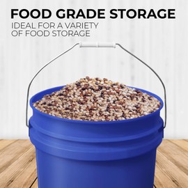 EconoHome 5-Gallon Blue Bucket Pail Container Without Lid | Metal Handles with Plastic Grip for Easy Carrying | Easy Stack and Store | Heavy-Duty 90MIL Extra Durable | Food Grade | BPA Free - 5 Pack