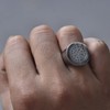 Joliernelle Compass Ring for Men Stainless Steel Solid Signet Ring
