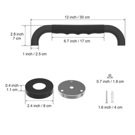 12 Inch Black Shower Grab Bar w/Anti Slip Rubber Grip, ZUEXT Stainless Steel Bath Grab Bar, Bathroom Balance Bar, Wall Mount Safety Handrail Support, Handicap Injury Elderly Senior Assist Handle