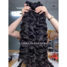 14a Grade Human Hair Bundles Bone Straight Original Burmese Curly Human Hair Wigs Bundles Supplier Hair Extensionscolor: 1 bundle deep wave, Stretched Length: 12 inches