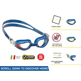 CRESSI Right Goggles Blue Metal - Adult Goggles for Swimming, Pool and Water Sports, Anti Fog 100% Anti UV, Blue Metal, One Size