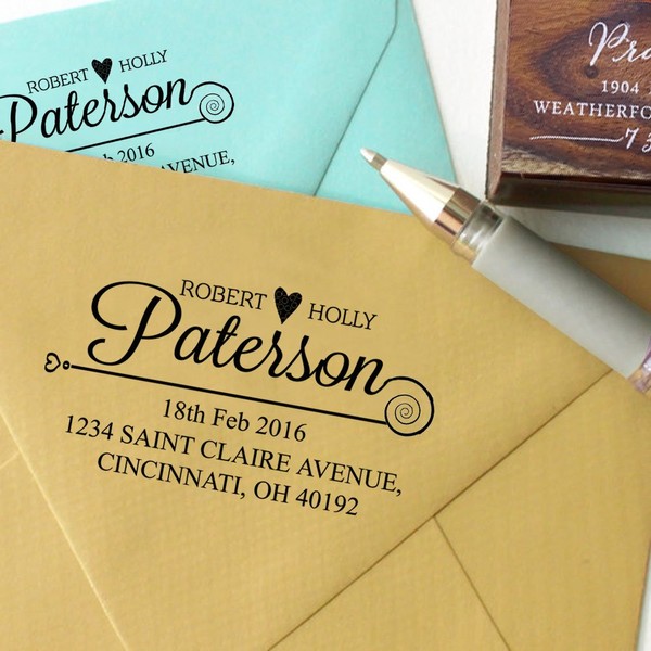 Custom Family Return Address Stamp Personalized Wood Mounted Rubber Stamp