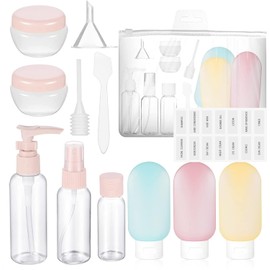 13 piezas Juego de botellas de viaje, Botellas de viaje a prueba de fugas para artculos de aseo aprobados por la TSA,con etiqueta recipientes para... 