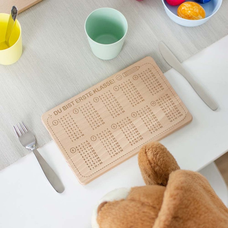 LAUBLUST Children's Breakfast Board – 1x1 Maths Engraving – Approx.