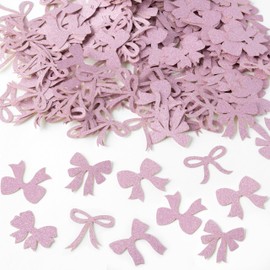 BeYumi Pink Bows Table Confetti - 300Pcs Coquette Pink Bows Table Confetti Decorations Glitter Girl Bow Theme Paper Confetti Decor for Birthday Bridal Baby Shower Wedding Bachelorette Party Supplies