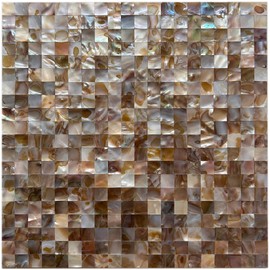 Adhesive Seamless Peel and Stick Tile Mother of Pearl Shell for Kitchen Backsplash, Groutless Subway 6 Sheets Polychromy (Big Particle)