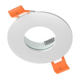 ledscom.de ERID Bathroom Ceiling Mounting Frame for Wet Rooms, IP44, Round, Matte White (GU10/MR16/GU5.3/50 mm) with GU10 Socket