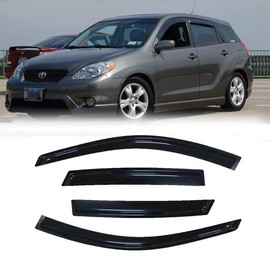Kucaruce 94455 Original Side Window Wind Deflector, 4pcs Outside Mount Style Tape-On Nice Sun Rain Guards Set, Window Visor fit for 2003-2008 Pontiac Vibe/Toyota Matrix
