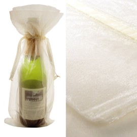 1pc Ivory Bottle & Wine Organza Wedding Favor Gift Bags