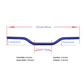 POWER JAMES Blue Aluminum Straight Handlebar Drag Bar 31.0" Width Fits for Compatible with Harley Davidson Softail, Dyna FXD, Road King, FXBB, FXLRS, FXLRST (T6 Blue)