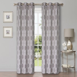 Superior Blackout Curtains, Room Darkening, Bedroom, Drapes, Kitchen, Living Room Window Accents, Sun Blocking, Thermal, 2 Pack, Ribbon Blackout Curtains, Set of 2, 42" x 63", Silver
