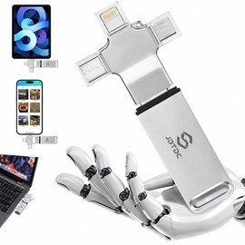 128GB 4 in 1 Photo Stick for All Devices, Plug & Auto Backup Flash Drive