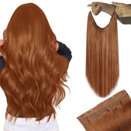 YoungSee Copper Wire Hair Extensions for Women 14inch Invisible Wire Extensions Human Hair Copper Layered Hair Extensions 80g Hair Extensions for Women Real Human Hair Wire