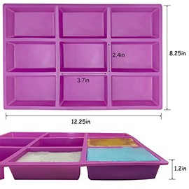 Molde rectangular de silicona para jabón de 4 onzas, moldes de jabón grandes para hacer jabón, molde de silicona rectangular para jabón
