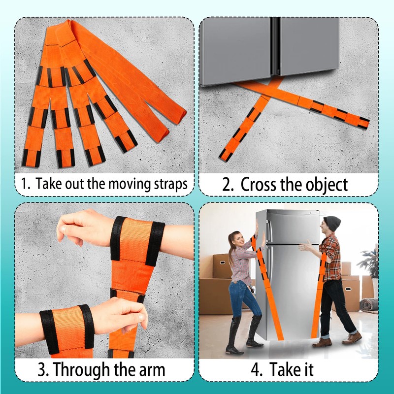 Moving Straps Upgrade Width, 2-Person Lifting and Moving System with