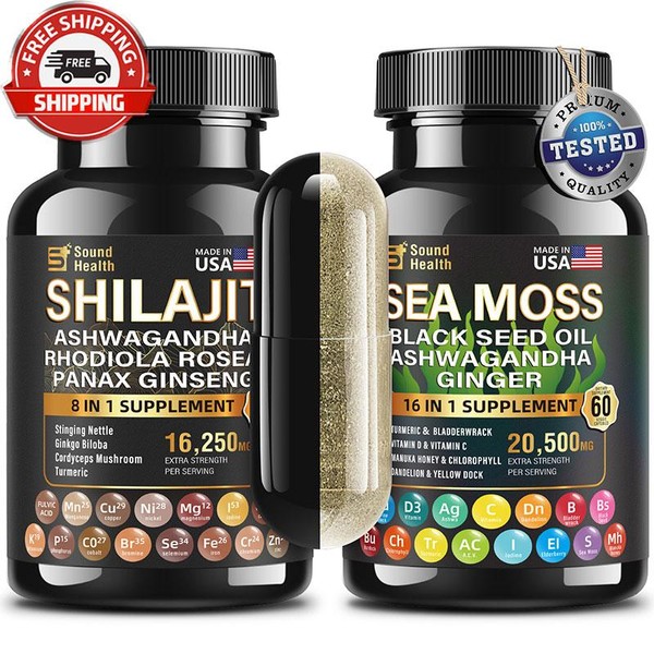 Wild Organic Sea Moss and Shilajit Bundle - 8000mg Sea