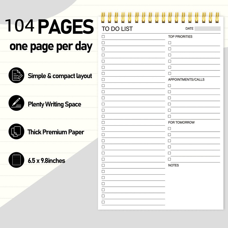 LIMBJEY To Do List Notepad - Daily Planner Notepad Double