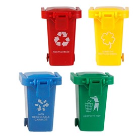 Egurs Set of 4 Mini Colourful Rubbish Bin Set, Table Rubbish Bin, Small Rubbish Bin Toy for Children (Red, Blue, Green, Blue)