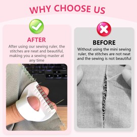 4Pcs Edge Stitch Lock & Sewing Gauge,Sewing Needle Gauge Measuring Tool,Mini Sewing Finger Ruler for Even Stitches,Quilting Stitching Aids for Beginners,DIY Stitching kit Tool,4MM&4Colours