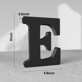 Aruatu 6 Inch Black Wood Letters Unfinished Wood Letters for Wall Decor Decorative Standing Letters Slices Sign Board Decoration for Craft Home Party Projects (E)