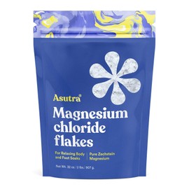 ASUTRA Magnesium Chloride Bath Flakes, 2 lbs - for Relaxing Foot & Body Soaks, Epsom Salt Alternative, Rapid Absorption