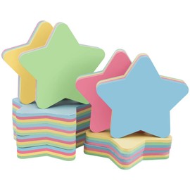Sticky Notes Star Shaped - 10 Pads 76x76mm Self Stick Post Memo Cute Mixed Color for Office/Home/Kitchen/Baking/School Bulk Sale 1000 Sheets Total