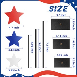 3 Pieces 4th of July Decoration, Patriotic Decorations Memorial Day Tabletop Tiered Tray Decor Red White and Blue Flag Style Independence Day Blocks Vintage Wood Star Freestanding Decoration for Home