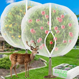 Large Fruit Trees Netting Zipper - 2Pcs 7 X7 FT with Drawstring Bird-Proof,Durable Mesh Covers for Blueberry,Apple,Pear,Peach,Orange Trees&Tomato Plants Bug Insect Protection Cover (2, 7 X 7 FT)