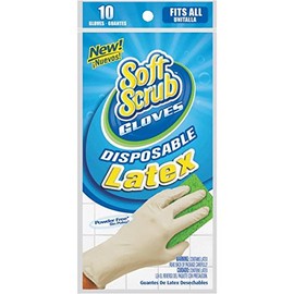 Soft Scrub Latex Disposable Gloves One Size Fits All White 10 pk