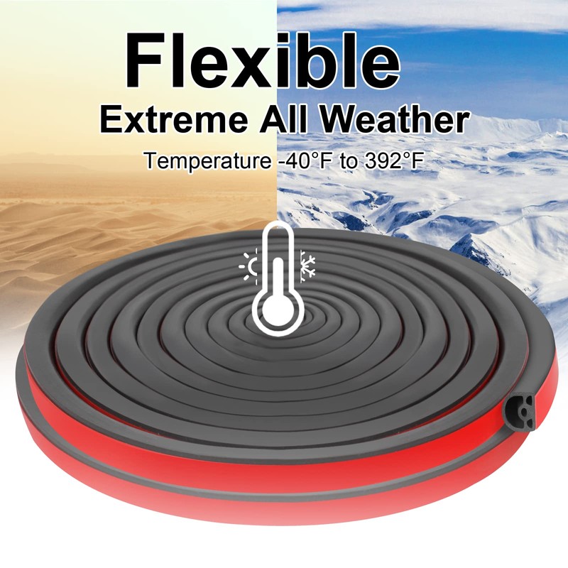 [New Upgrade] 19.7Ft Silicone Door Weather Stripping Door Seal Strip