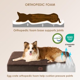 EHEYCIGA Orthopedic Foam Dog Bed for Large Dogs, 35"L x 23"W x 3.5"Th, Brown