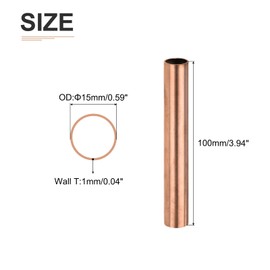 DTGN 15mm x 1mm x 100mm(OD x Wall Thickness x L) Copper Tubing - 6 Pieces - Machine Fit Equipment DIY Decoration Frame - Round Metal Tube Round Metal Tube