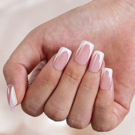 Vansiho Uñas Postizas Francesas De Gel Rosa Intenso, 150 Unidades, Cortas, Cuadradas Y Suaves, Uñas Postizas Francesas Para Manicura, 15 Tamaños
