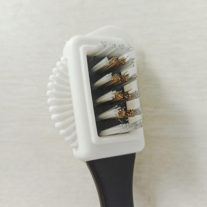 ANCLLO 4 Sideds Suede Multifunctional Nubuck Brass and Nylon Bristle