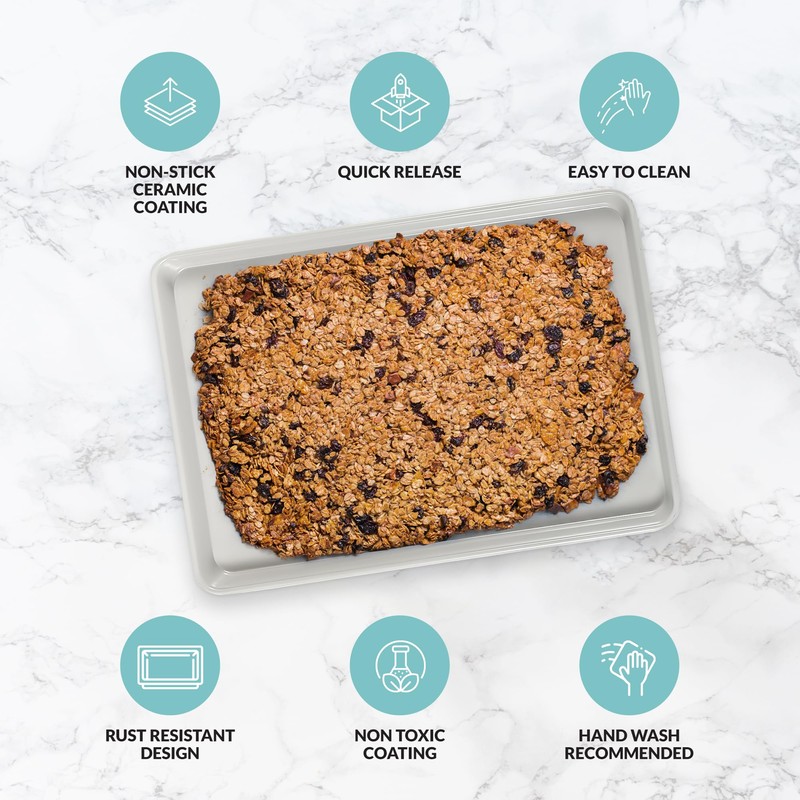 Boxiki Kitchen Non-Stick Ceramic Baking Sheet - Slick & Non-Toxic