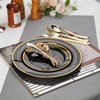 200PCS Black Plastic Plates, Disposable Plates with Gold Rim