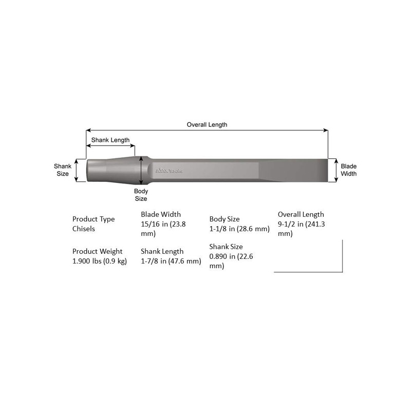 Ajax Tools #276 - Rivet Buster Chisel - Jumbo Shank