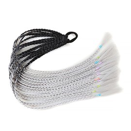 [TefuRe] Braided Hair Extension Ponytail Clip-on Hair Kids Dance Easy Application with Elastic Braid Extension Video Available Silver Q37-B36