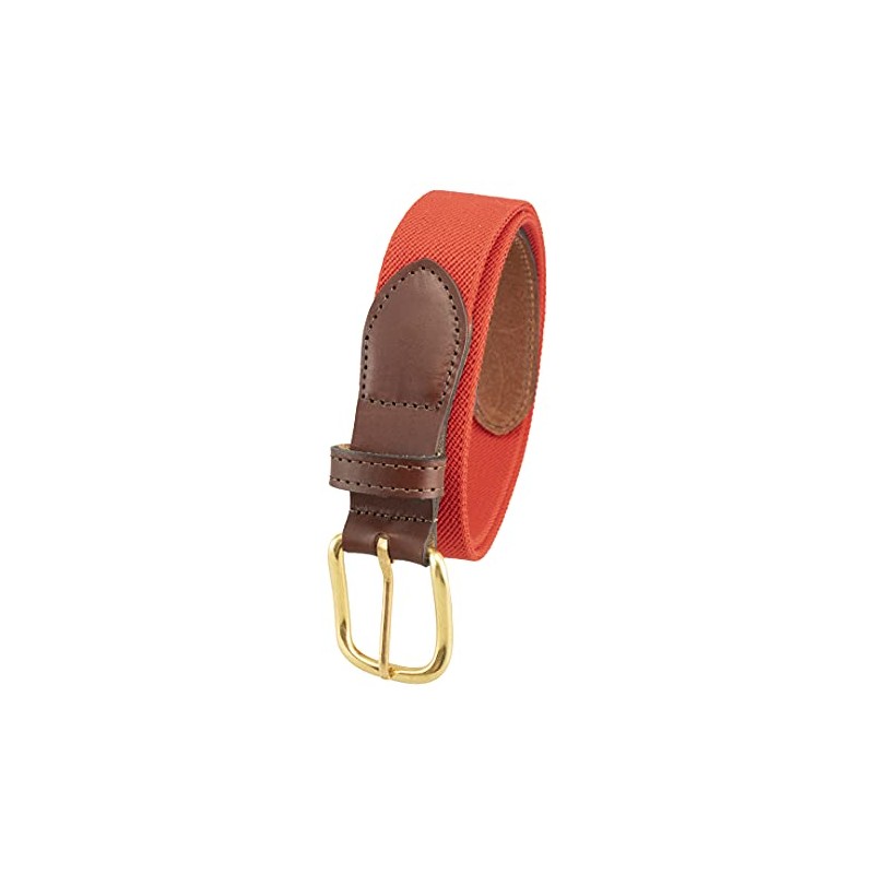 Thomas Bates Mens Elastic Surcingle Belt with Leather Tab (Red,