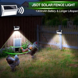 JSOT Solar Outdoor Lights Waterproof - Solar Fence Lights with 9 LED Stair Light for Outside Deck Garden Backyard Patio Yard Wall Step Pool Post Lamp Lighting, Cool White Light, 10 Pack