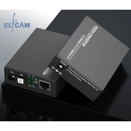 Elfcam-2-Pack Gigabit Fibre Media Converter, SFP 1.25G Included, SC Single-Mode, 10/100/1000Mbps RJ45 Ethernet to Fibre, Up to 20KM, Plug & Play, SC Ports, CAT5-8 Compatible,1 RJ45 Port+1 RJ45 Port