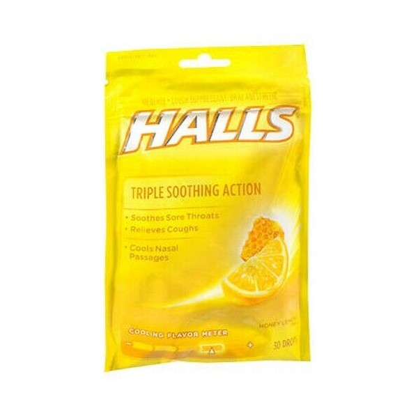 Halls Cough Drops Honey-Lemon 30 each  by Halls