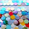 AONUOAO 100 pcs Hexagon Iridescence Stained Glass Pieces Mosaics for