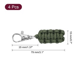 sourcing map 4pcs Paracord Zipper Pulls, 3.1" Paracord Lanyard Keychain for Backpacks, Tents, Trolley Cases, Traveling Cases, Key, Jackets, Dark Green