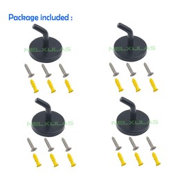 NELXULAS Classic Black Stainless Steel Heavy Duty Coat Hook, Durable Robe Hanger Wall Mount Hook, Perfect Touch Your Bathroom, Bedroom, Closets, Wardrobe, Kitchen (8", 4 PCS)