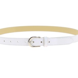 FASHIONGEN - Women genuine Italian leather belt LUNA, Made in France - White, 95 cm (37 in) / Waist size 35 to 36