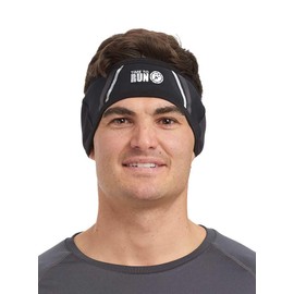 Time To Run Running Headband For Men & Women - Lightweight Windproof Thermal Quick Dry Wicking Reflective Print Black